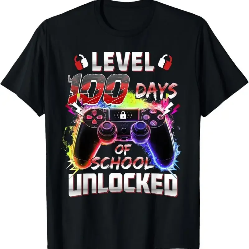 Level 100 Days Of School Unlocked Boys Girls Video Game T Shirt