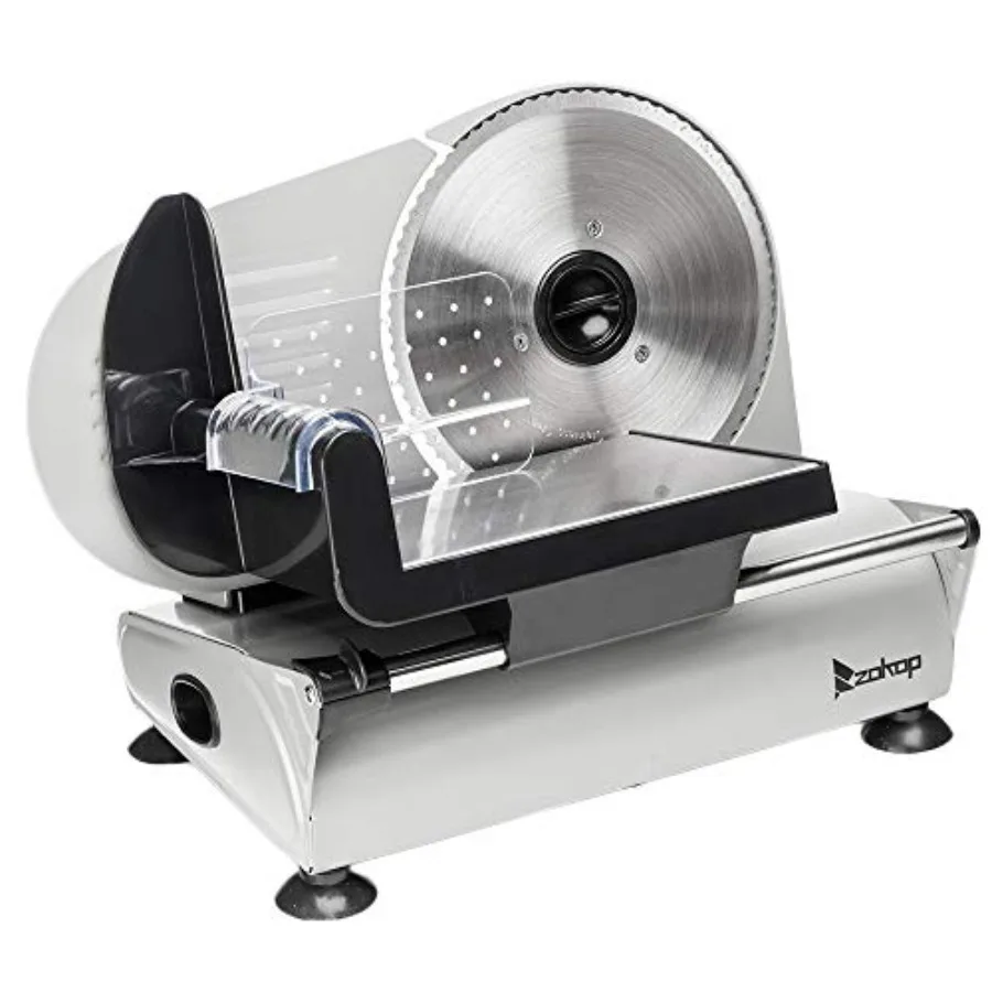 

7.5 inch Electric Meat Slicer 150W Frozen Meat Deli Slicer with Premium Stainless Steel Blade 0-15mm Thickness Adjustable Semi-