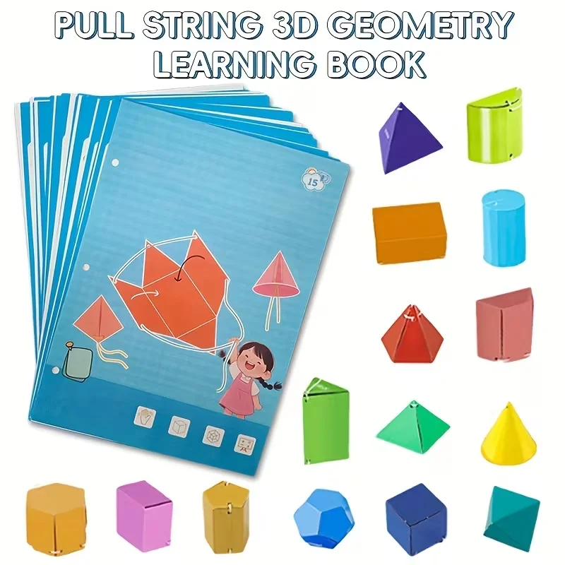 سحب سلسلة ثلاثية الأبعاد الهندسة كتاب تعلم الأطفال DIY بها بنفسك الكتب الصلبة الصلبة نماذج هندسية لعبة التدريب على التفكير الفضائي