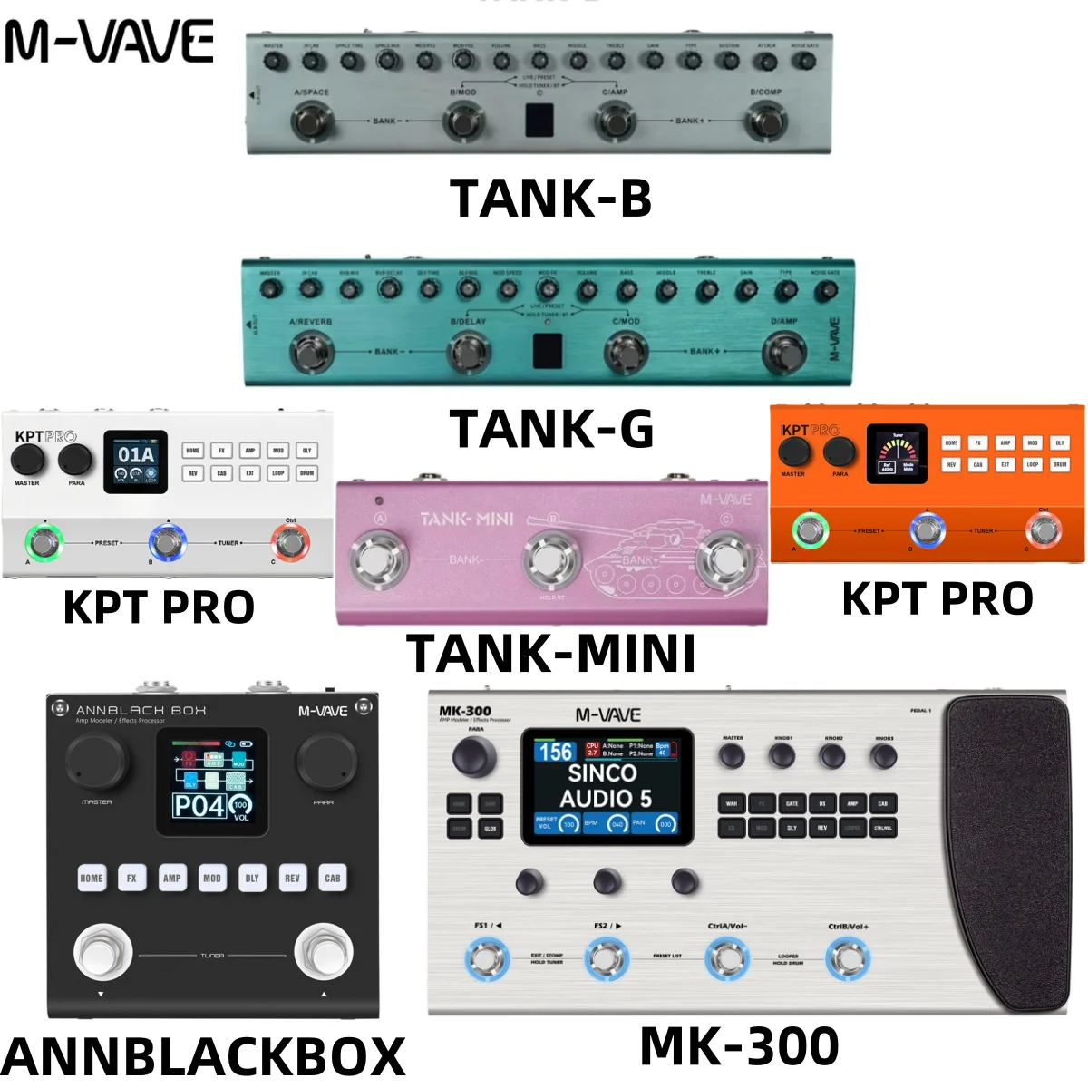 

M-VAVE Tank-G/B/MINI, ANNBlackbox, MK-300, KPT PRO, Guitar Multi Effects Pedal