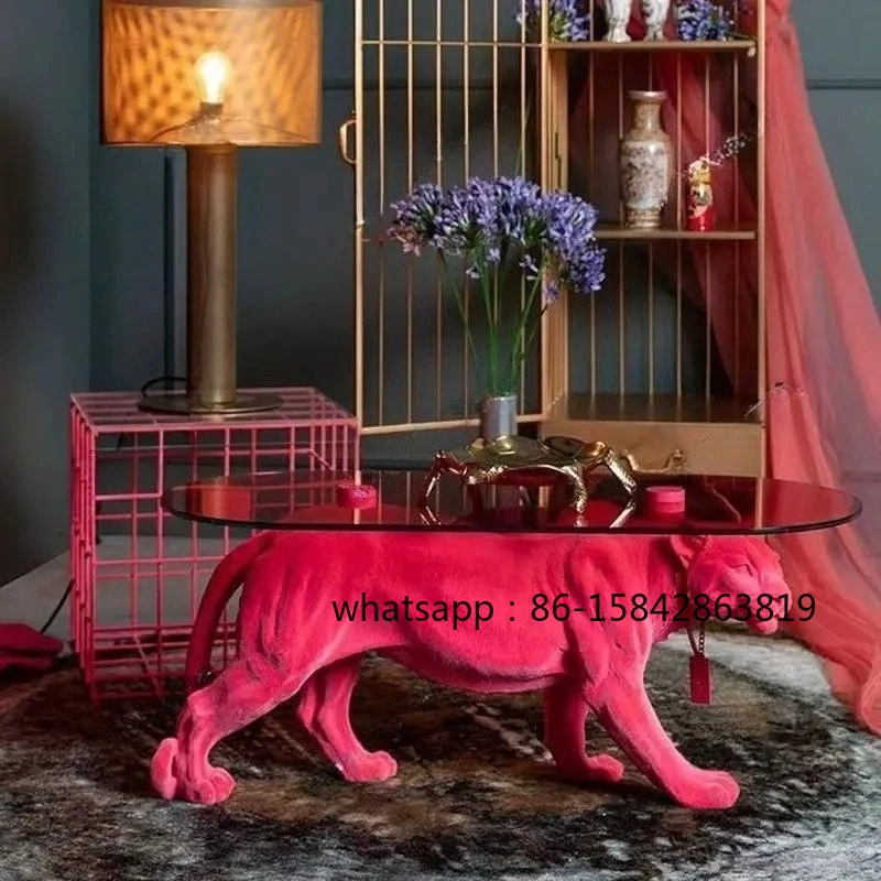 Luxury Leopard Coffee Tables Furniture Living Room Central Tv Sofa Side Table Creative Design Large Floor Decoration Sculpture