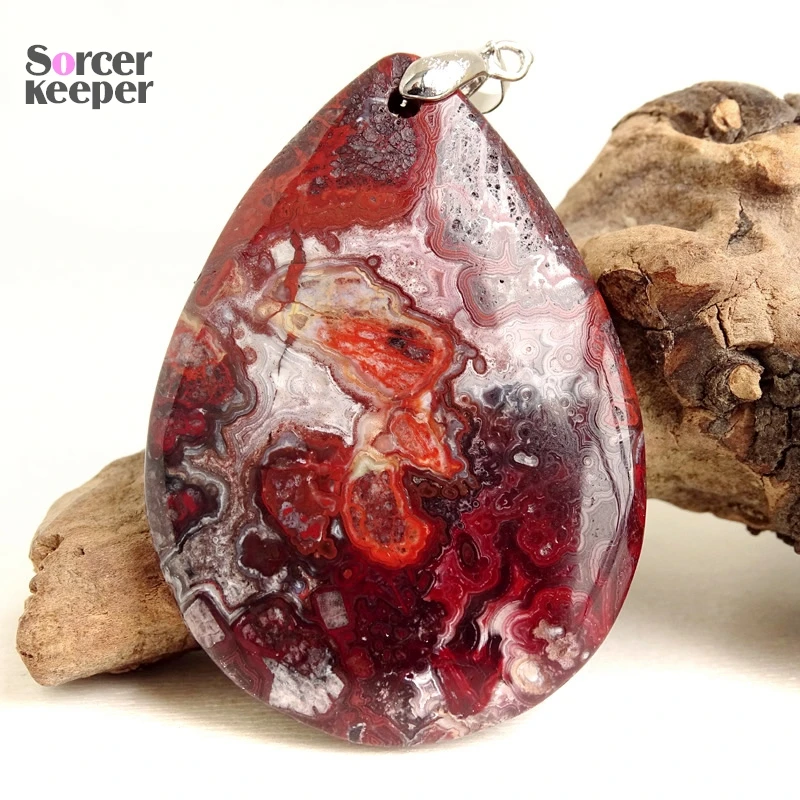 Women & Men Fashion Jewelry Geometric Pendant Necklace With Chain Wholesale Natural Mexico Agate Stone for Jewelry Making BQ492