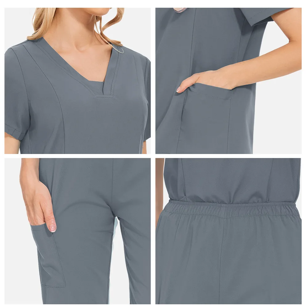

Unisex Plus Size Casual Comfortable Cat Cafe Nursing Room Caregiver Doctor Scrub Top Nurse Uniform