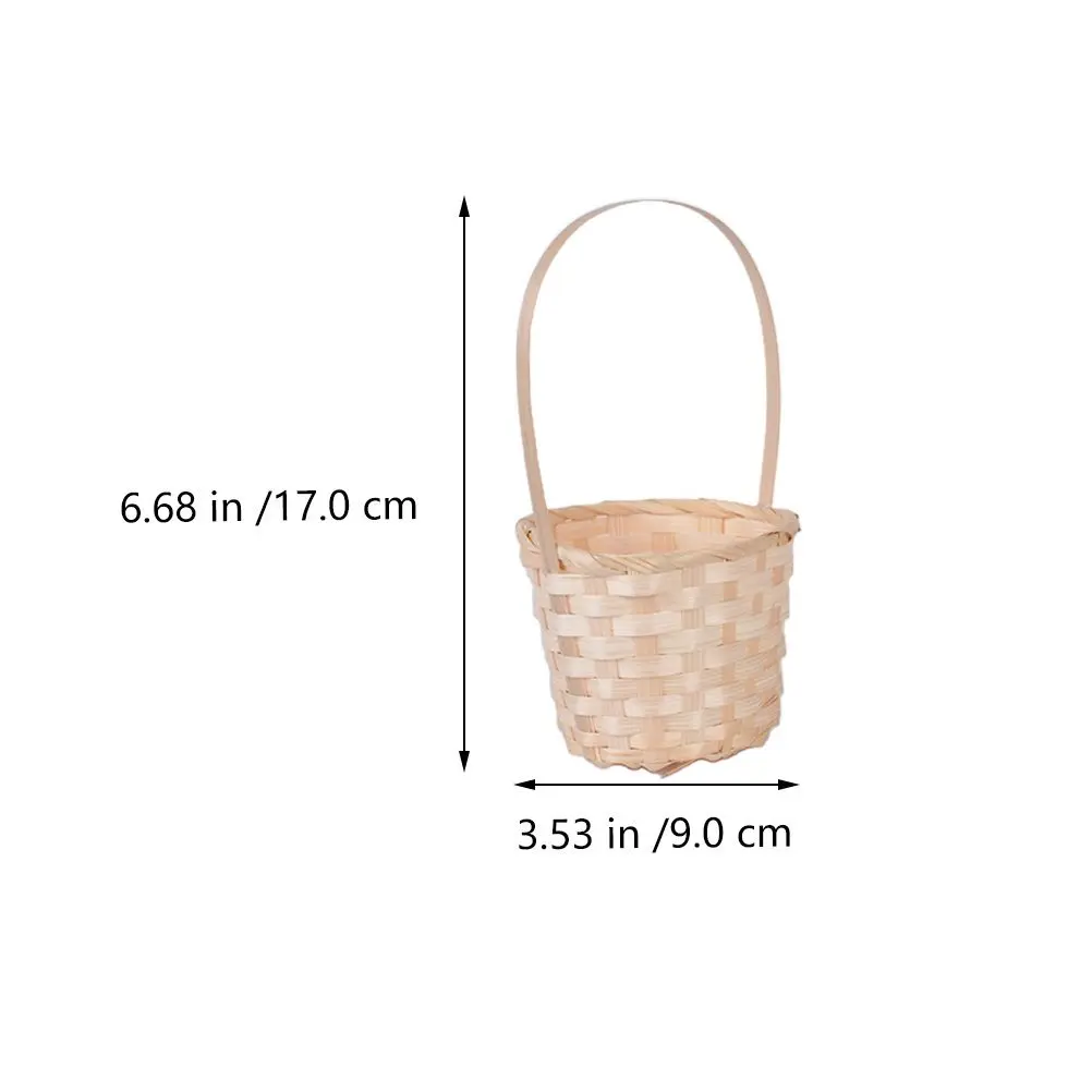 5 Pcs Basket Handmade Rustic Decorative Flower Container Storage Tote Fruit Flower Picnic Reusable Bamboo Container