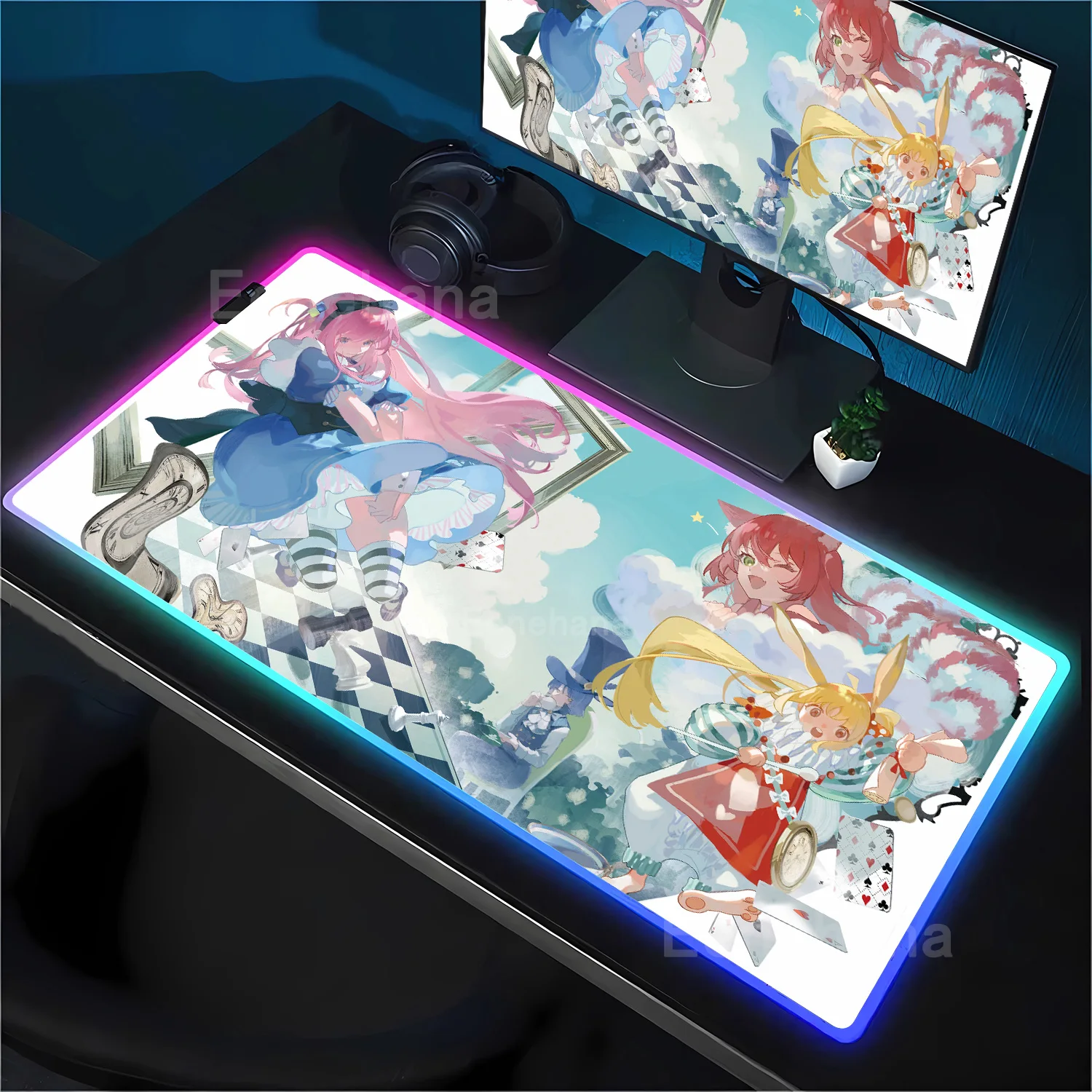 

Коврик для мыши RGB Gotoh Hitori Bocchi The Rock большой аниме светодиодный коврик для мыши игровой офисный оверлок геймер HD печать подсветка настольный коврик