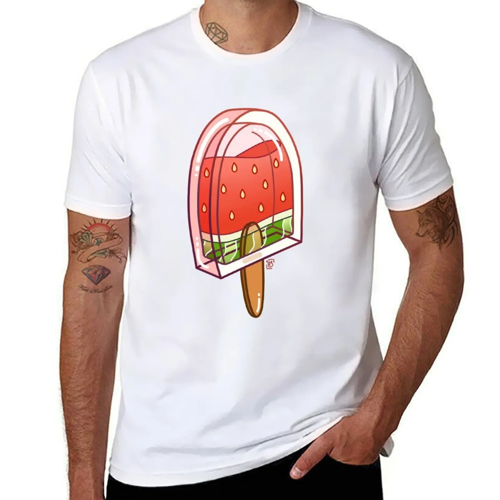 

Watermelon Ice Pop T-Shirt cotton t shirts high quality anime tshirt man t shirts for men T-shirt