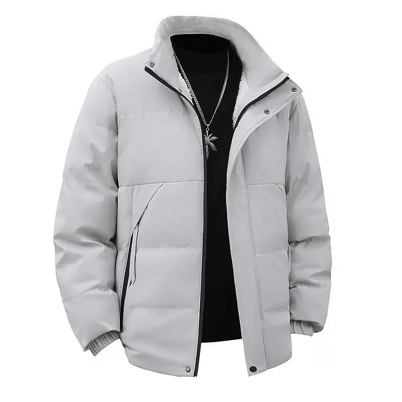 Autumn and Winter Fashion Solid Color Thickened Cotton Padded Coat Men's Loose Sports Windproof Large Size High Quality Jacket