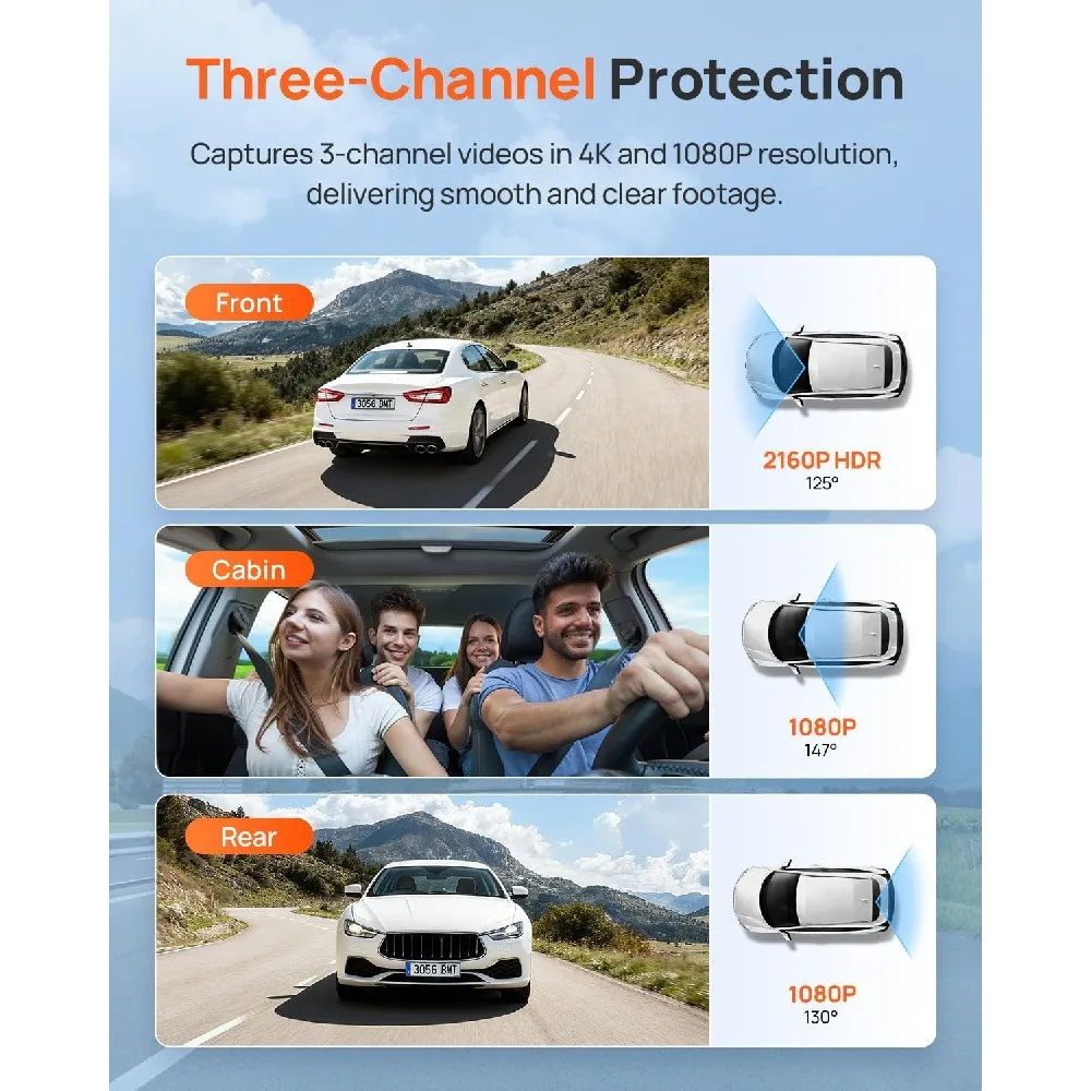 New 4K cameras car WiFi camera built-in GPS gravity sensor 170 wide-angle 3-inch screen 24H parking mode Parking monitoring