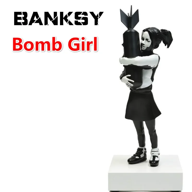 

33cm Banksy Bomb Girl Bomb Hugger Statue Hugging Peace Bomb Girl Street Art Resin Sculpture Ornament Home Office Decor