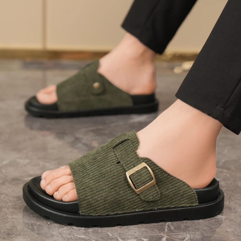 2026 Zuecos de Corcho para Hombre y Mujer, Sandalias Ajustables con Empeine Abierto y Plantilla Confortable, Calzado de Casa para Interiores