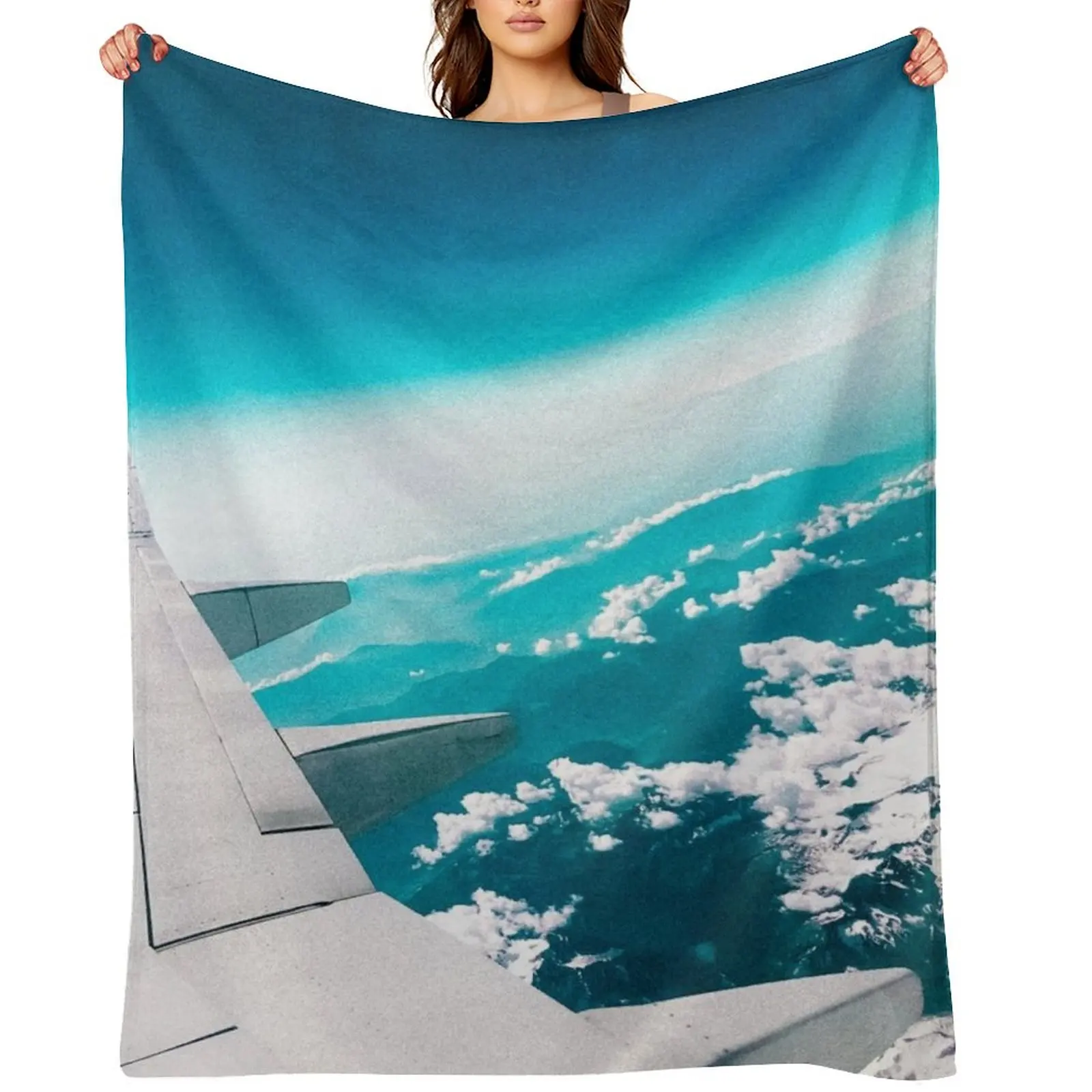 

Traveler's Airplane View Of European Snow Alps - Vintage Throw Blanket heavy to sleep Camping Blankets