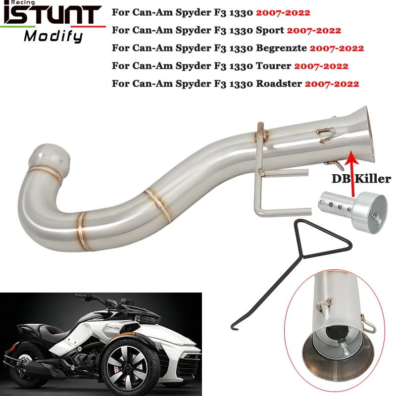 For Can-Am Spyder F3 1330 Sport Begrenzte Tourer Roadster 2007 - 2022 Motorcycle Exhaust Escape Systems Mid Link Pipe DB Killer