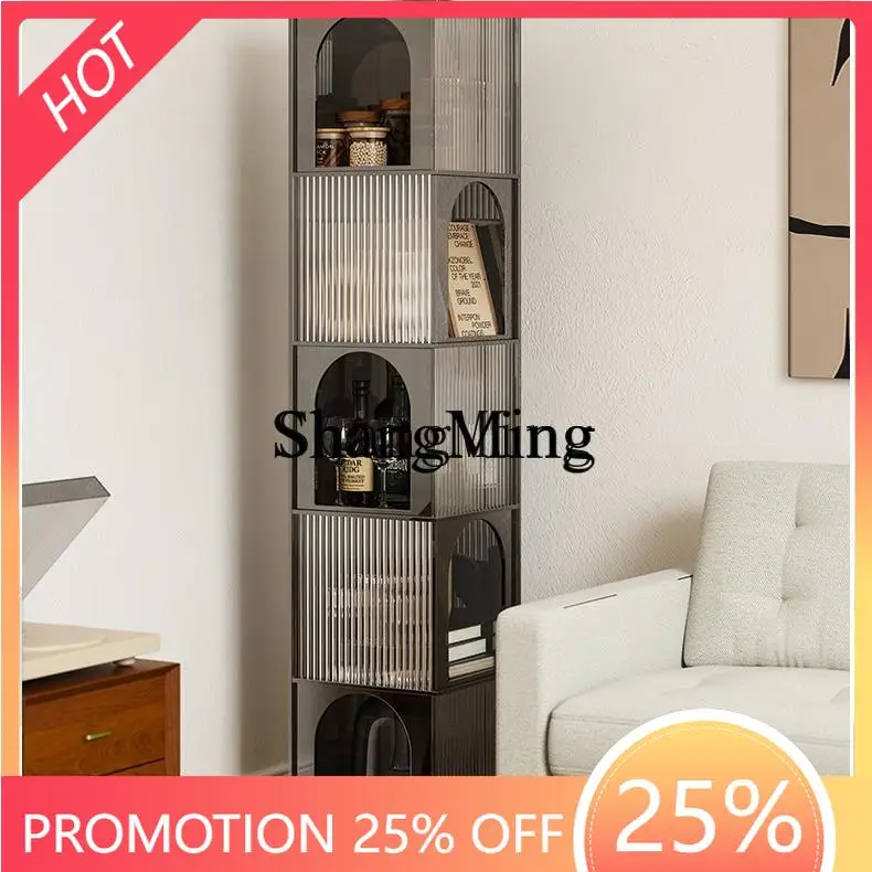 FG Small Narrow Cabinet Acrylic Storage Rack Corner Living Room Floor-standing Small Apartment Triangle Bedroom Corner Cabinet