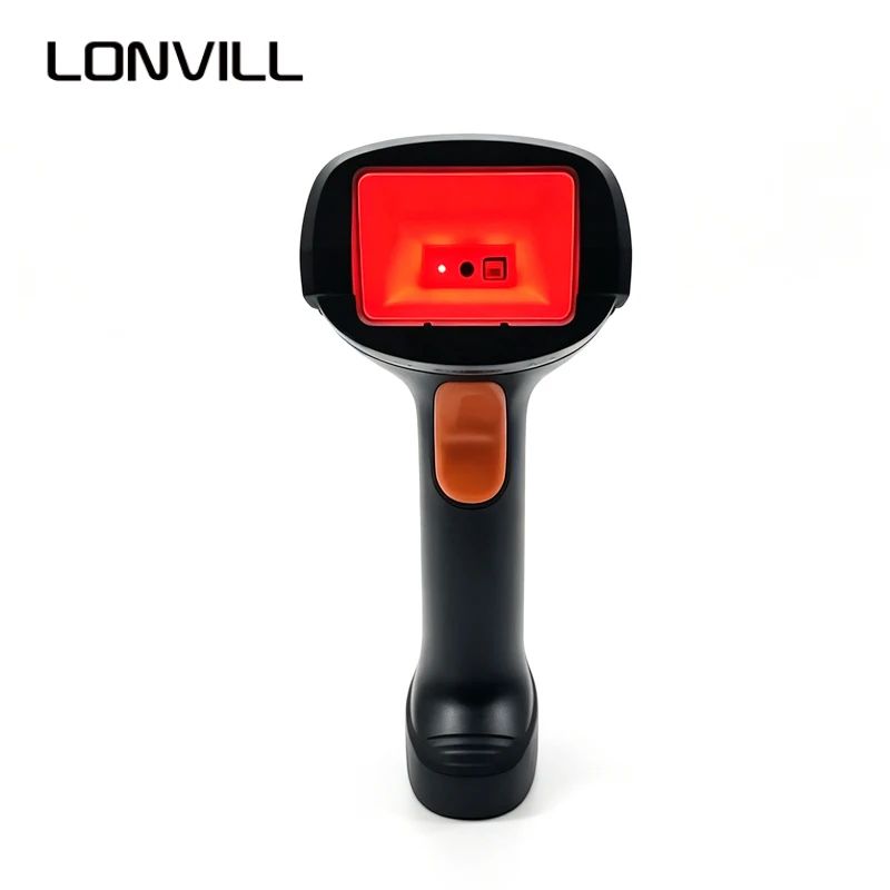 LONVILL Rugged IP65 100M Wireless Barcode Reader Wide FOV Industrial Cordless Scanner with Wall Mountable Charging Base