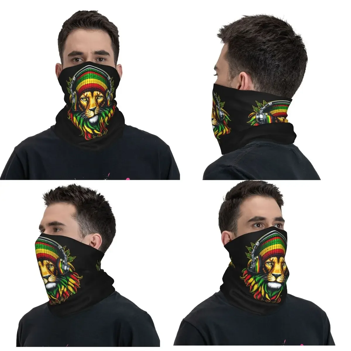 Lion Of Judah Rasta Jamaican Reggae Bandana Neck Cover Printed Wrap Scarf Multi-use Cycling Scarf Running Unisex Adult Winter