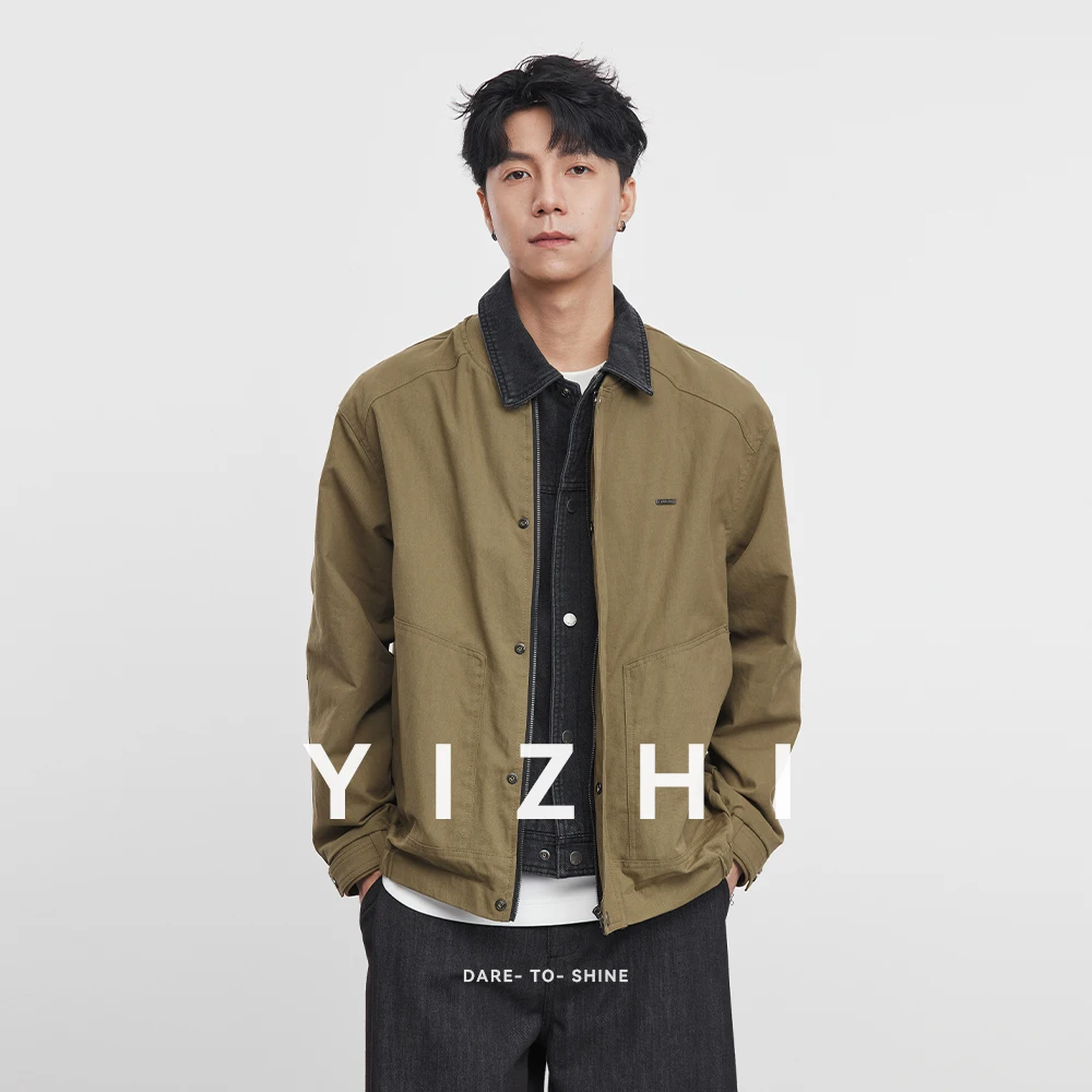 

Autumn New Fashion Men's Splicing Denim Fake Two-piece Jacket Casual Retro Versatile Lapel Jacket Top Quality Men's Clothing