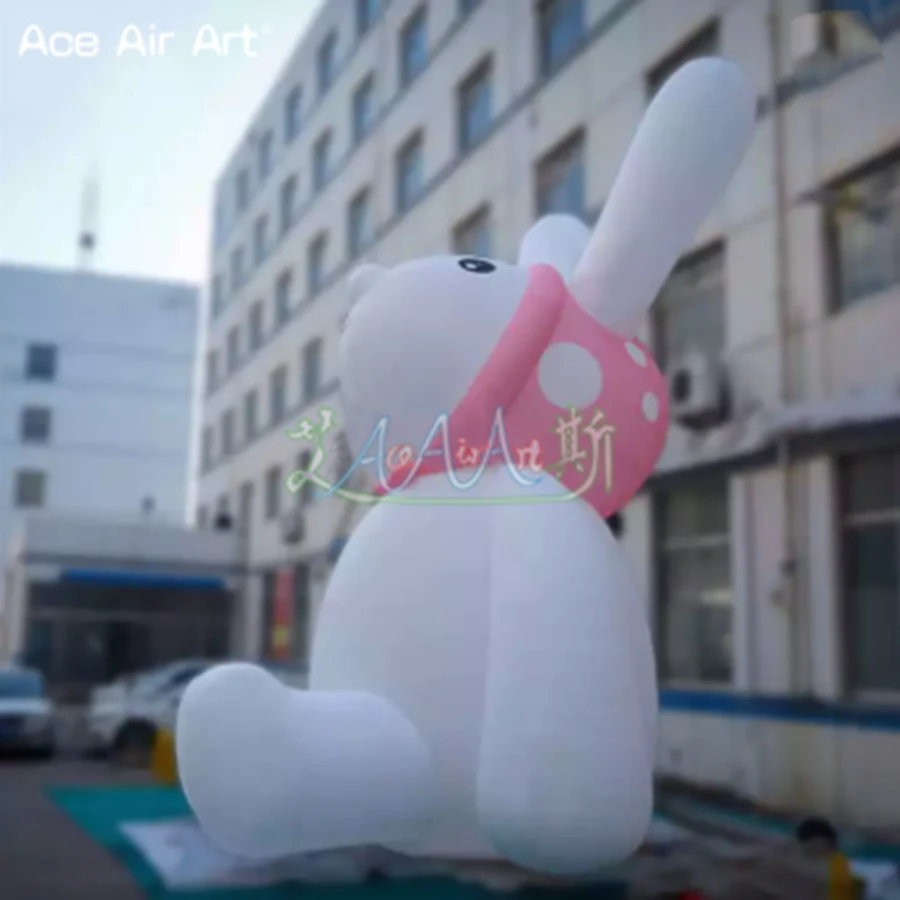 Pretty Cute Easter Bunny Inflatable White Rabbit With Long Ears Used For Easter Event Exhibition