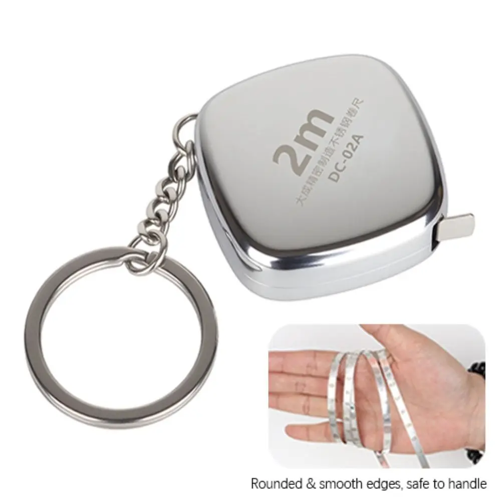 Portable 2m Mini Tape Measure Stainless Steel Retractable Pocket Tape Measure Precision Key Ring Tape Measure Carpenter