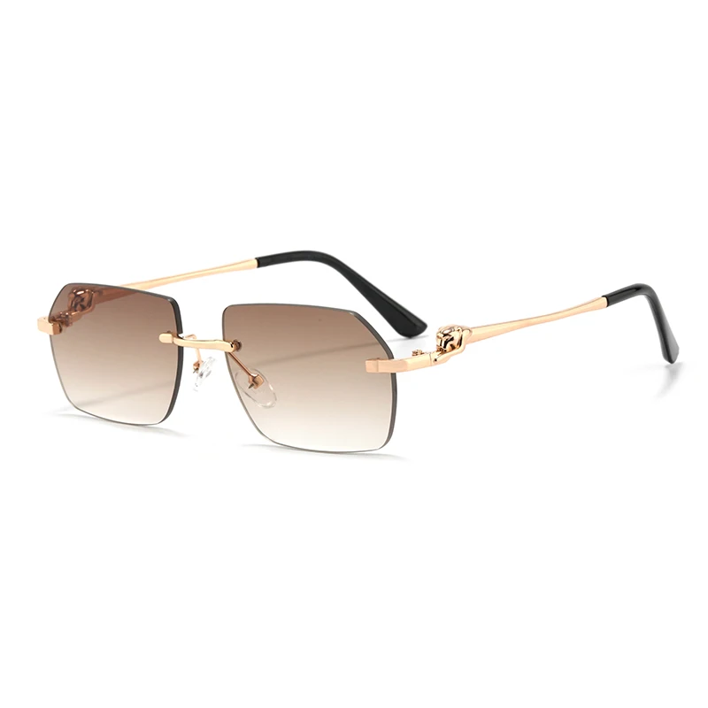 Gafas de sol rectangulares sin montura para mujer, lentes cuadradas sin marco, clásicas, de Color degradado, UV400