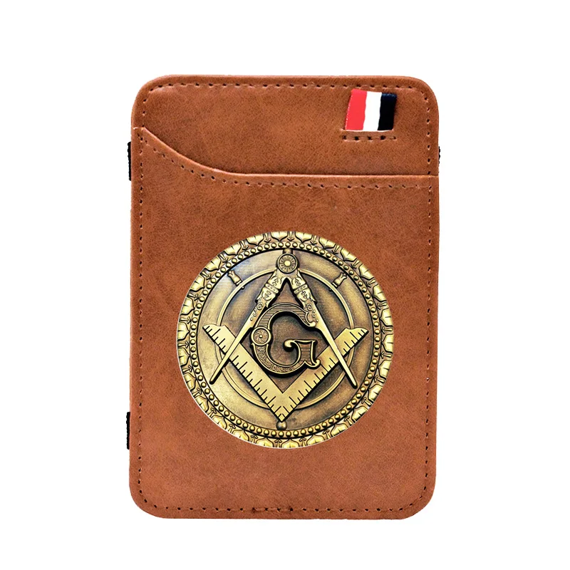 Vintage Classic Master Mason Symbol Printing Leather Magic Wallet BE1227