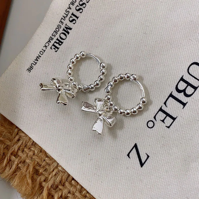 ANENJERY Sweet Girl Bow Ins Hoop Earrings for Women personal Cool Jewelry Gifts