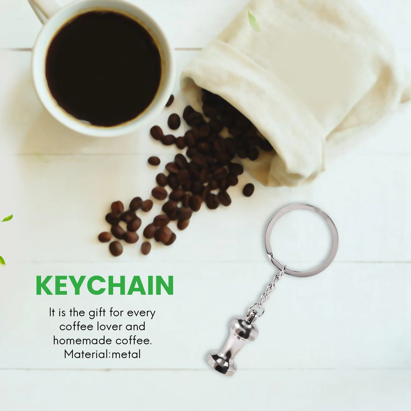 Barista Coffee Tamper Keychain, Espresso Portafilter, Moka Picher Keyring, Portable Coffee Accessrespiration, Gift, 5Pcs