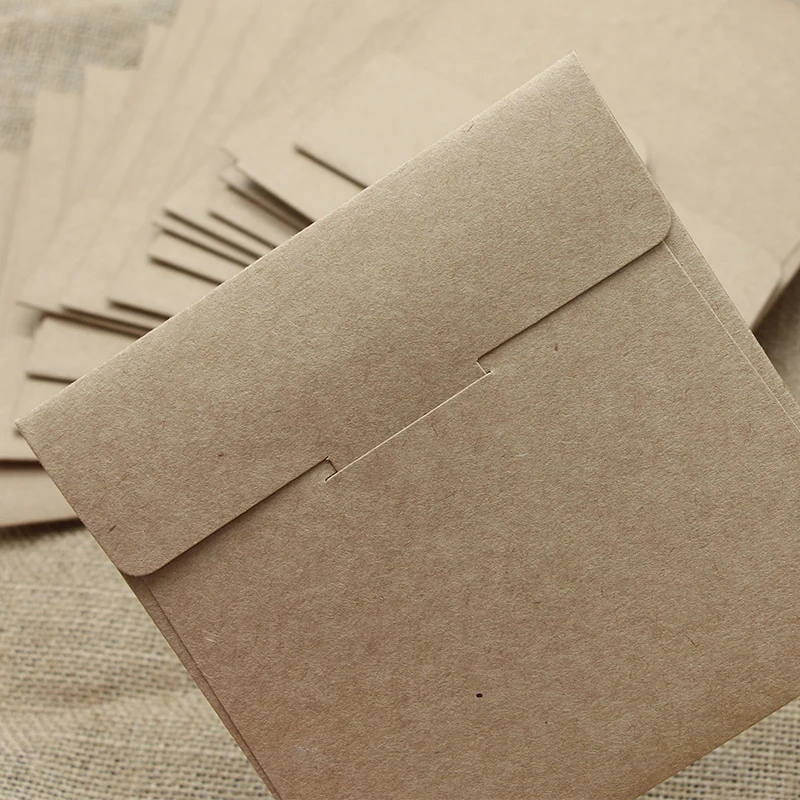 20pcs Vintage Kraft Paper Envelope Square Mini Blank CD Storage Envelope Bag Small Card Packaging