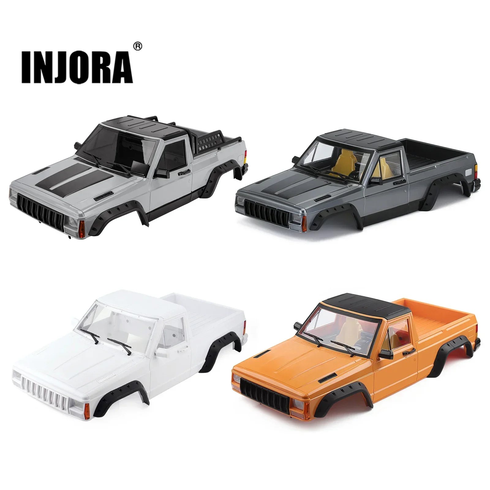 INJORA 313 mm Radstand Pickup Truck Cherokee Karosserie-Set für 1/10 RC Crawler Car Axial SCX10 &
