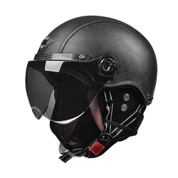 V-Casque de moto rétro en cuir, quatre saisons, Harley Ected PA 73Inboulon Battery, véhicule électrique, scooter Casco, hiver