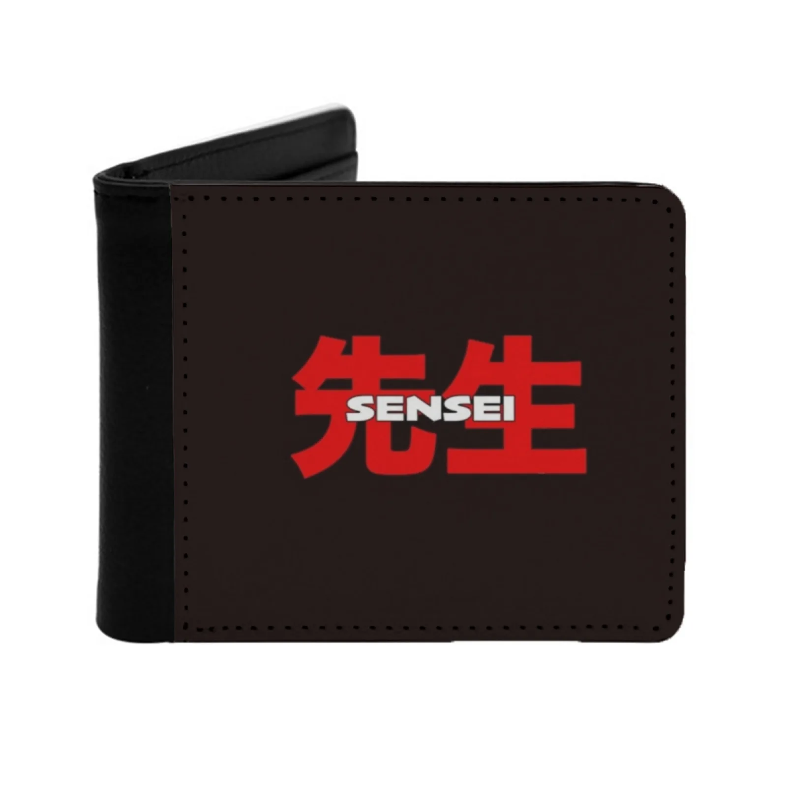 Carteras de cuero Sensei Kanji para hombre, tarjetero, monedero, cartera negra, Karate, Taekwondo, Sensei, Kanji, profesor de artes marciales