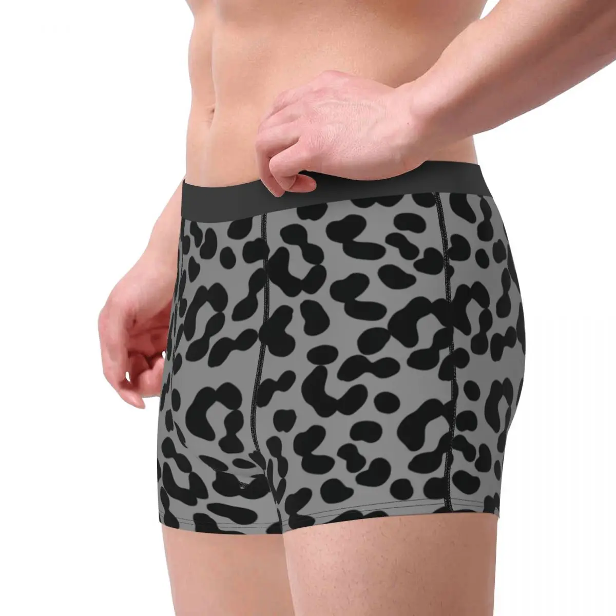 Men Modern Black Leopard Print Boxer Shorts Panties Breathable Underwear Male Printed Underpants