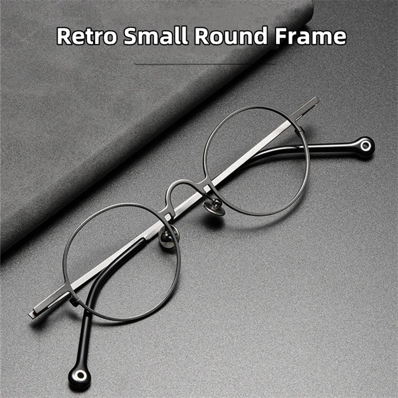 Ultralight Pure Titanium Handmade Brand Design Glass Retro Oval Myopia Hyperopia Anti Blue Light Men Prescription Glasses Frame