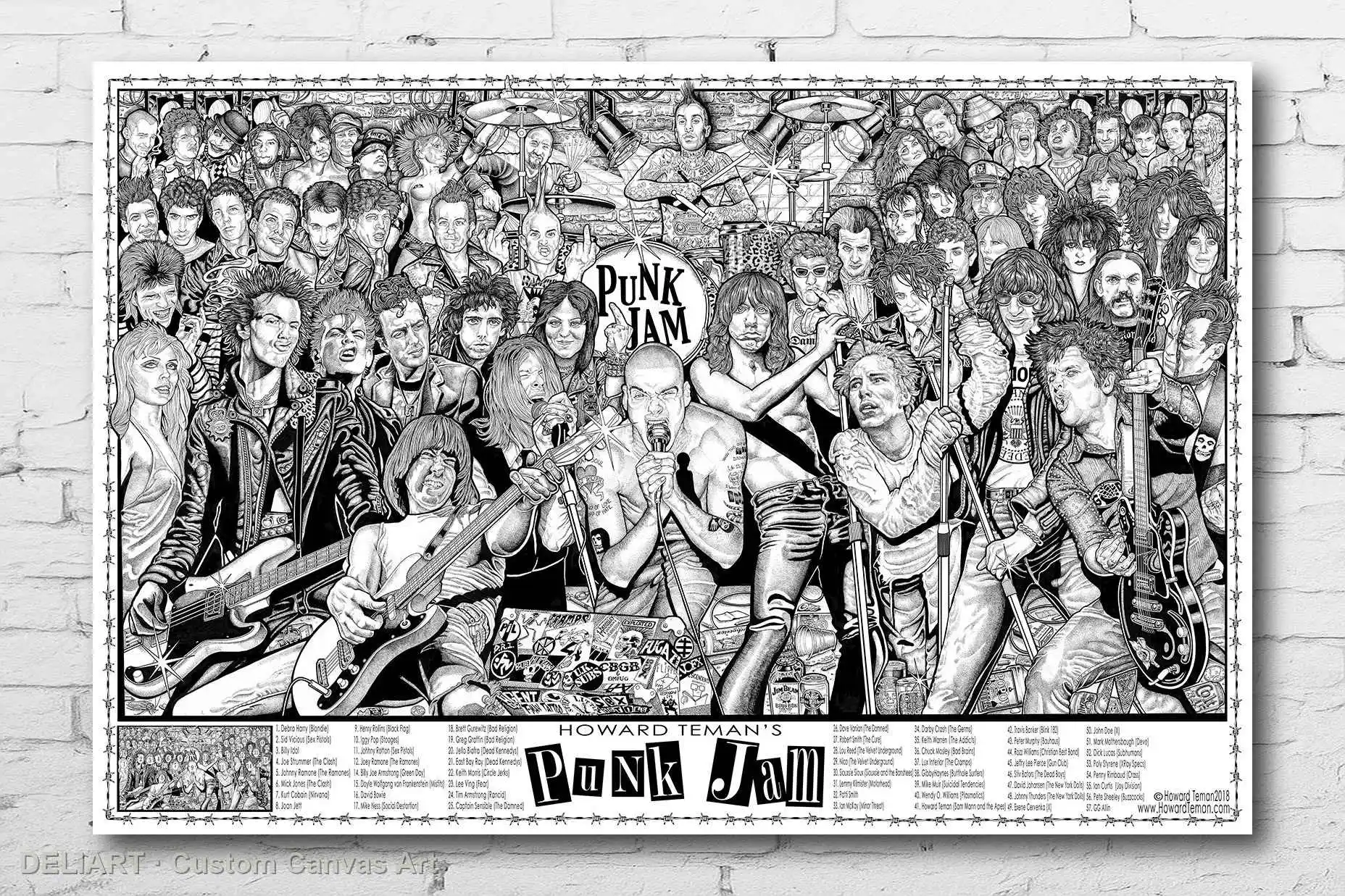 

PUNK JAM - HOWARD TEMAN ART Canvas Poster ROCK MUSIC Custom Size Available Room Decoration Home Decor Wall