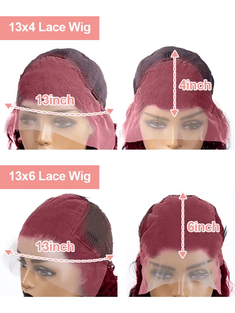 99J Burgundy Curly Wigs 13x6 HD Lace Front Human Hair Wig Pre Plucked 250% Brazilian Transparent Deep Wave Frontal Wig 30 38 Inch Red Wine Colored Water Wave Human Hair Wigs For Women image 8