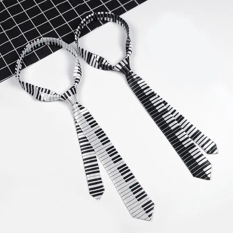 Classic Musical Notes Printed Tie Silky Narrow Neckties: Slim Smooth Piano Guitar Simple Elegant Trendy Unisex Gift