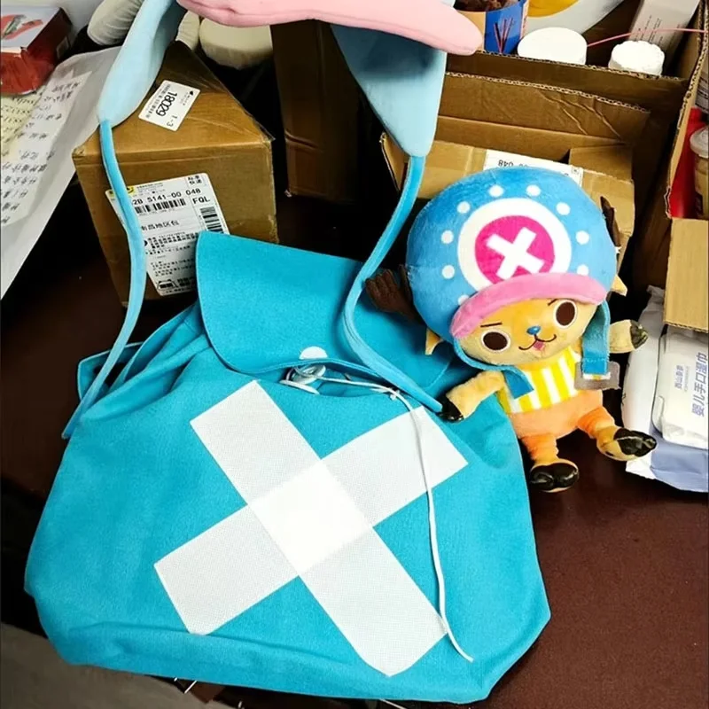 Hot Anime One Piece Canvas Bag Blue Backpack Tony Chopper Cosplay Cute School Shoulder Bags Large Capacity Bookbag Birthday Gift - view 6