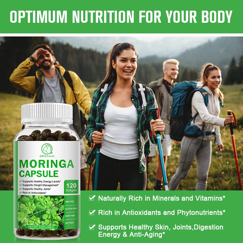 BBEEAAUU Natural Moringa Oil Capsule Boost Metabolism Support Repairs Damaged Cells Alleviate Inflammation Cardiovascular Health