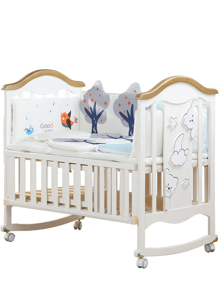 Chinese Custom Crib Cradle Swing Funiture Movable Sleeping Nest New Bornen Baby Bunk Wooden Bed