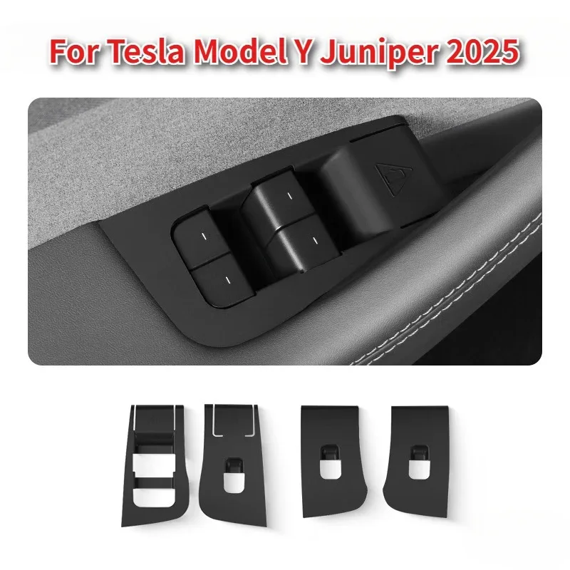 

Для Tesla Model Y Juniper 2025 2026: накладка на панель управления стеклоподъемниками и подлокотником двери, аксессуары для интерьера LHD