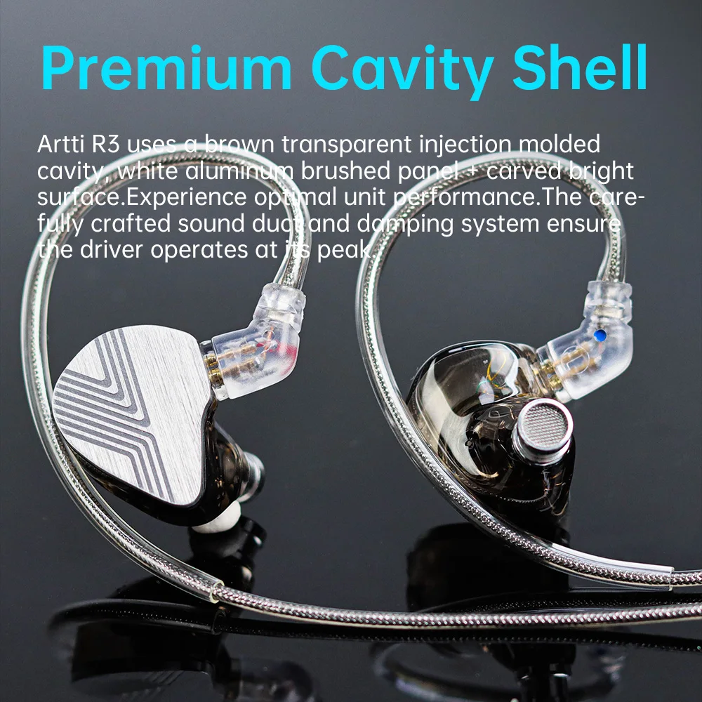 ARTTI R3 Wired HiFi In Ear Earphones 10mm Beryllium-plated Diaphragm Dynamic Driver Monitor Headphone IEMs with Detachable Cable