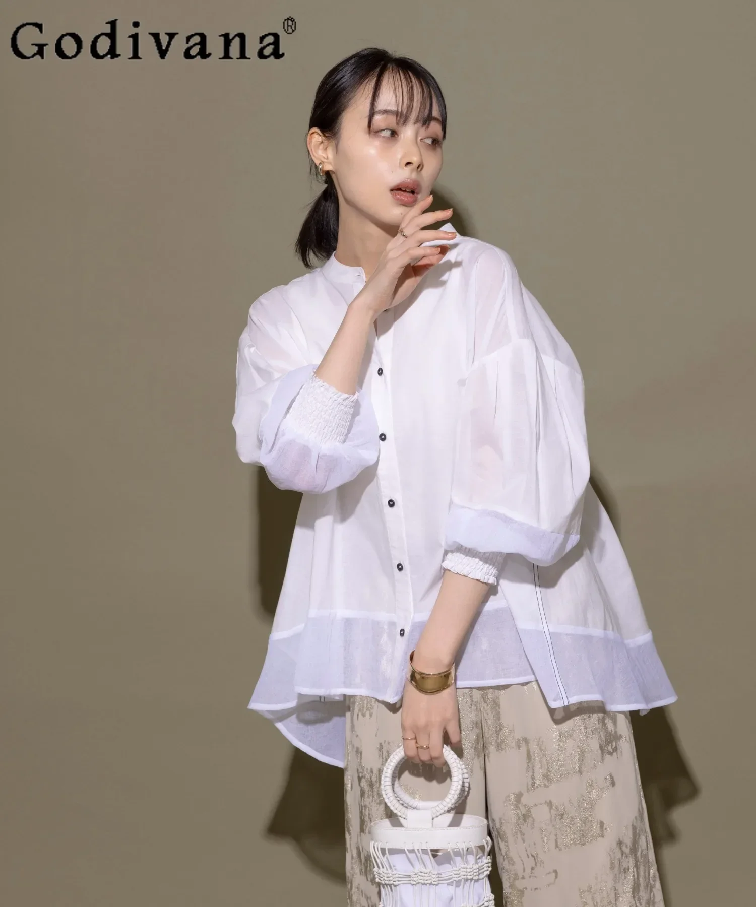 

2024 Summer New Fashion Loose Slim Temperament All-Match Casual White Shirt Women Thin Sunscreen Top Japanese Girly Y2k Blouses