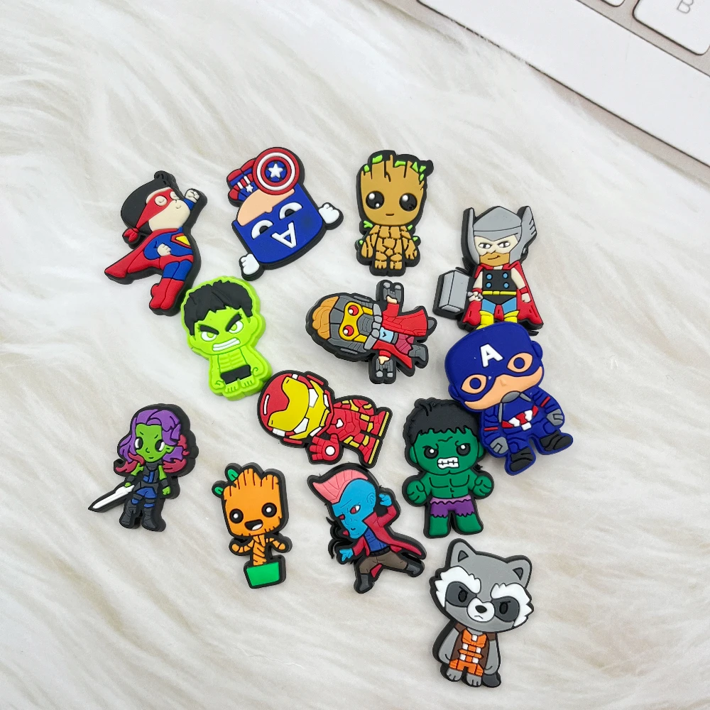 16pcs Marvel The Avengers Shoes Accessories Fit sandals Clog Backapck Wristbands Shoes decorate Christmas Charms Parties Gift