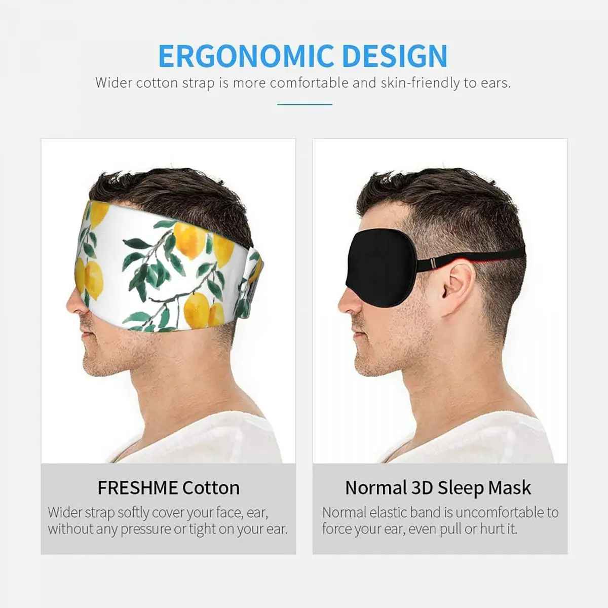 Hand Painted Yellow Lemon Watercol sleep eye mask Light Blocking Portable Eye Cover for Girls Boys Office Nap Eyeshade eyepatch - view 5