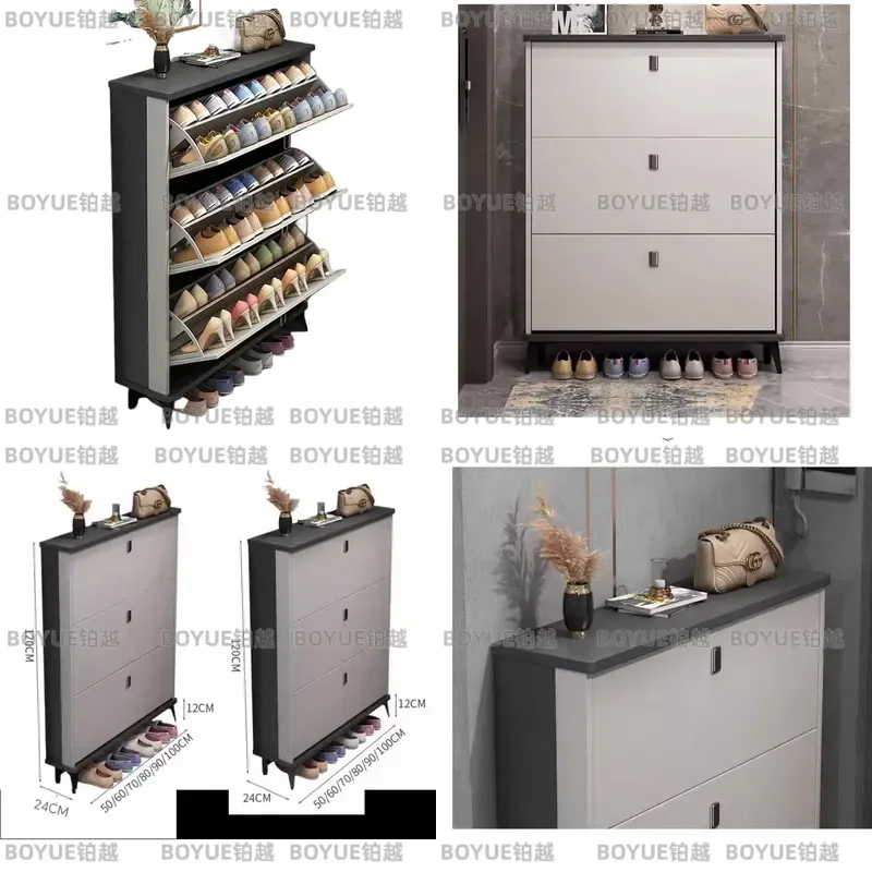 for Ultra-thin Independent Wooden Shoe Cabinet Integrated Entrance Cabinet Large Capacity Space Saving Simple Shoe Rack