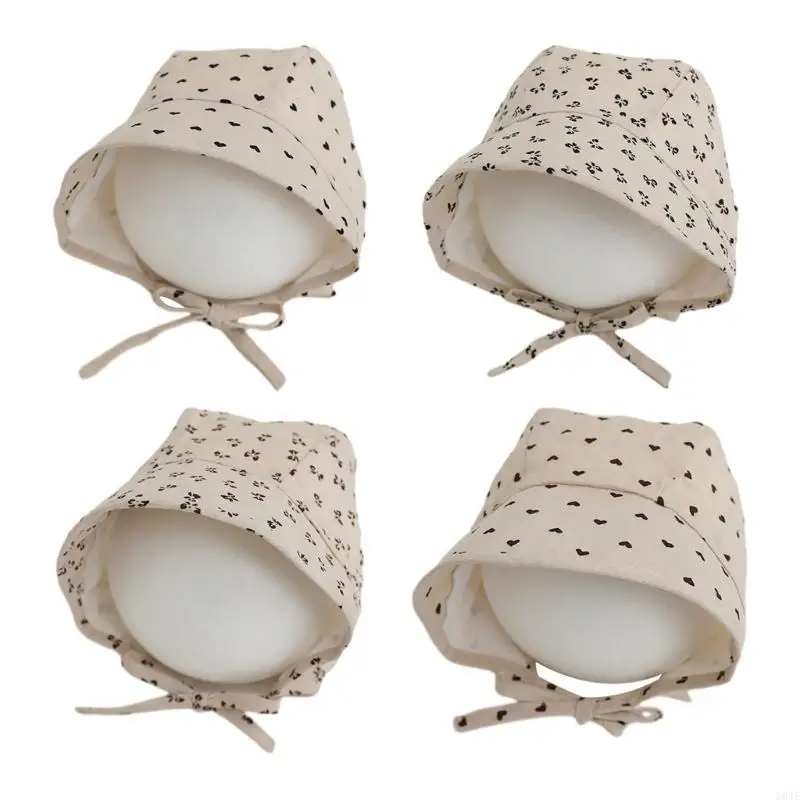 

N84E Baby Hat Adjustable Strap Tied Bonnet Fashion Headwrap for Daily Wear and Photos