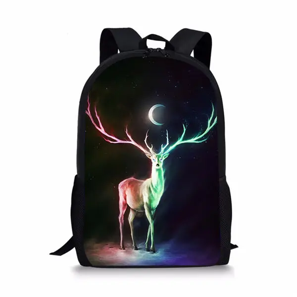 Fantasy Forest Deers Pattern Backpack Students School Bag Girls Boys Book Bag Teenager Daily Casual Backpacks Storage Rucksacks