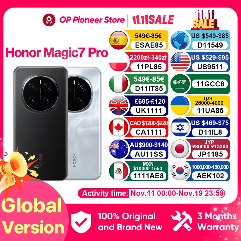 【2025 New Arrivals】 HONOR Magic7 Pro Global Version 5G AI Smartphone Snapdragon 8 Elite 6.8''120Hz Display 100W Fast Charge IP69