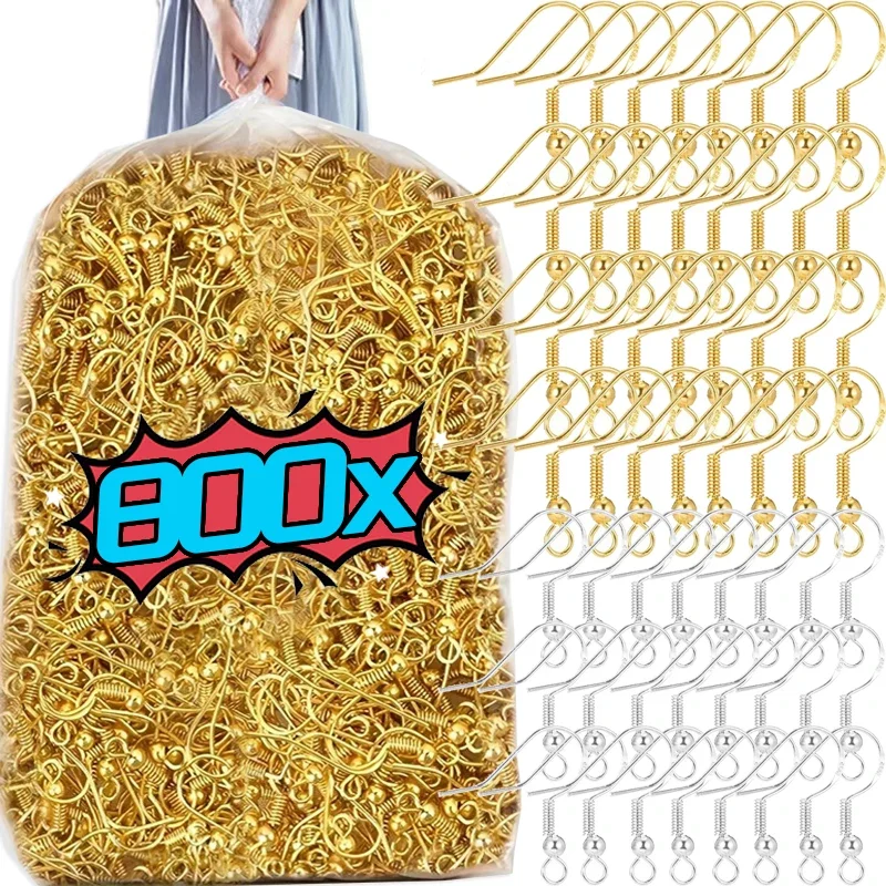 

100/800pcs DIY Earring Findings Earrings Clasps Hooks Stainless Steel Hypoallergenic Earring Making Accessories Hook Earwire