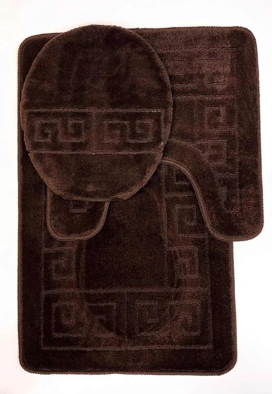 

Набор из 3 ковриков для ванной комнаты с узором (20"x32")/Большой контурный коврик (20"x20") с крышкой-чехлом (коричневый)