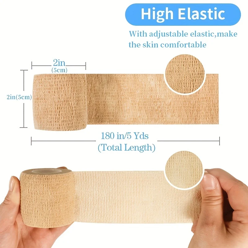 1 Roll Portable Elastic Autohesion Bandage Breathable Sports Non-woven Finger Strap Wrist Ankle First Aid